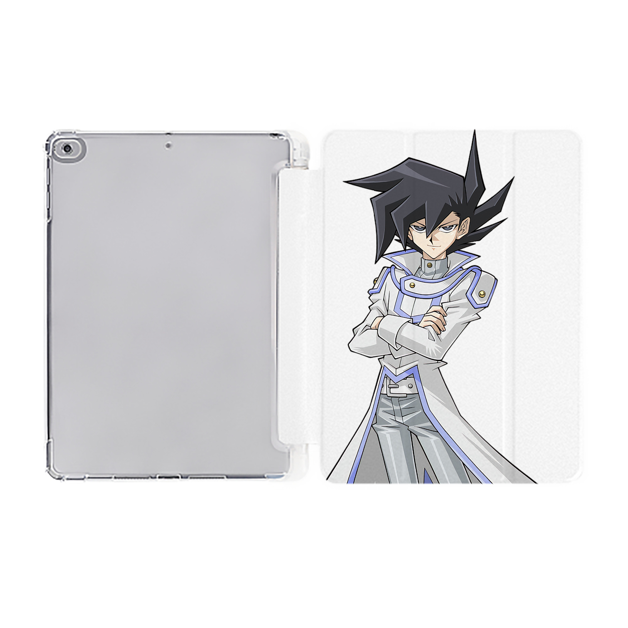 （画像用） 遊☆戯☆王 Yu-Gi-Oh! IPad ケース ペン収納付き 三つ折りスタンド PUレザー×シリコン 対応機種9.5/10.5/10.9インチ
